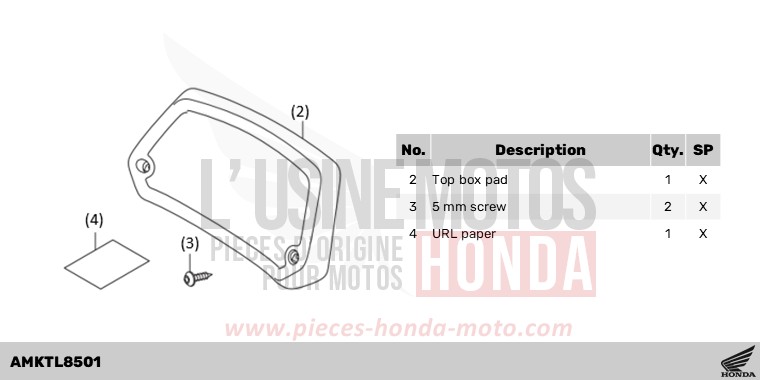 KIT,TOP BOX PAD (RUBBER) de X-ADV 750 MAT IRIDIUM GRAY METALLIC (NHC64) 2023
